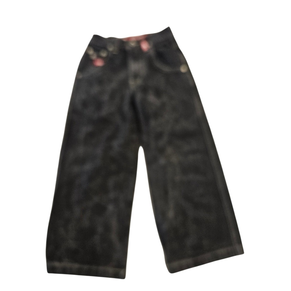 JNCO‎ Jeans Vintage Black Acid Wash Crown Embroidery Wide Leg Skater Pants 24x20